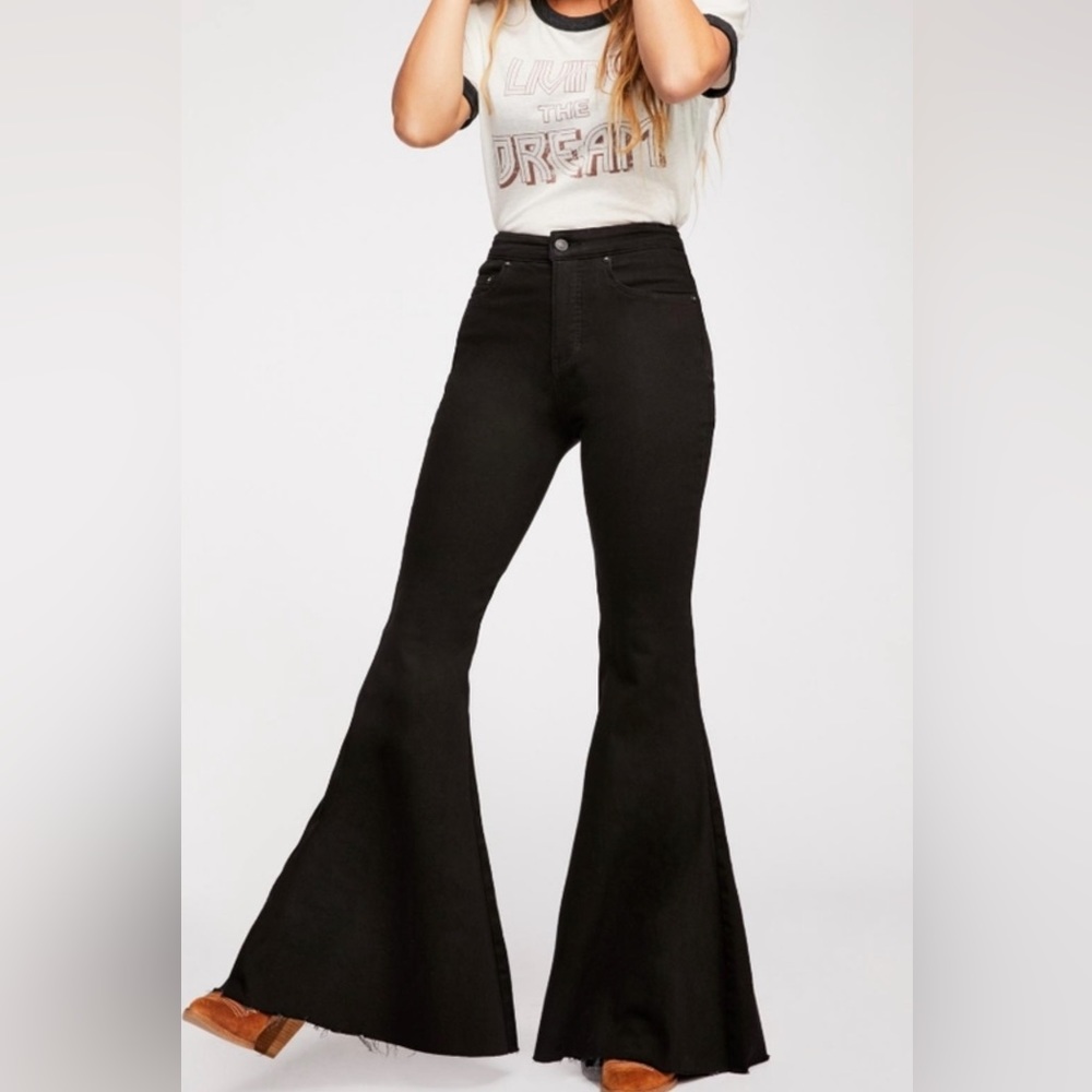 Free People Button up Bell Bottom Jeans 31